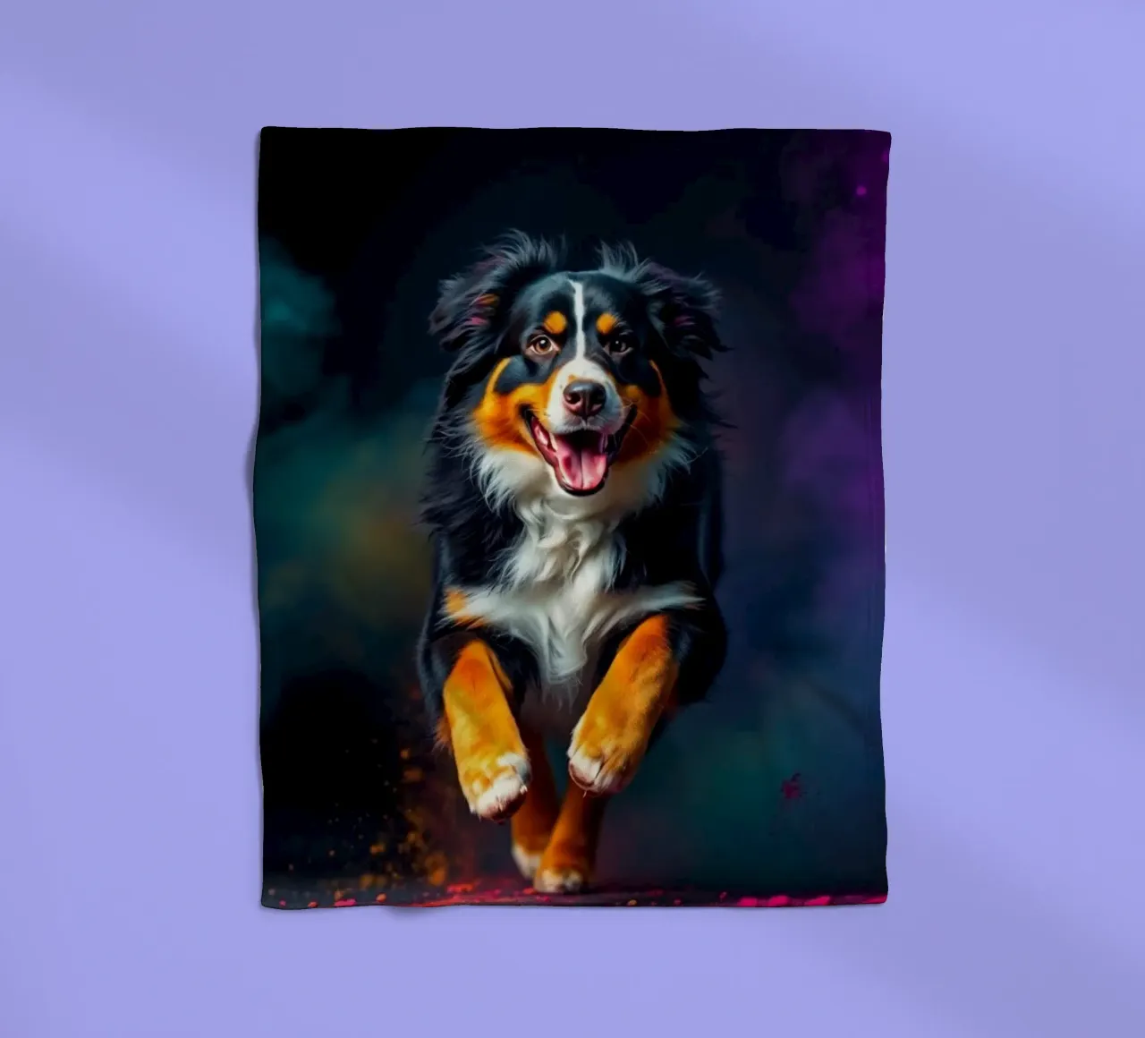 The colorful Bernese Mountain Dog #82 fleece blanket by Yumis.Beargang.and.Me
