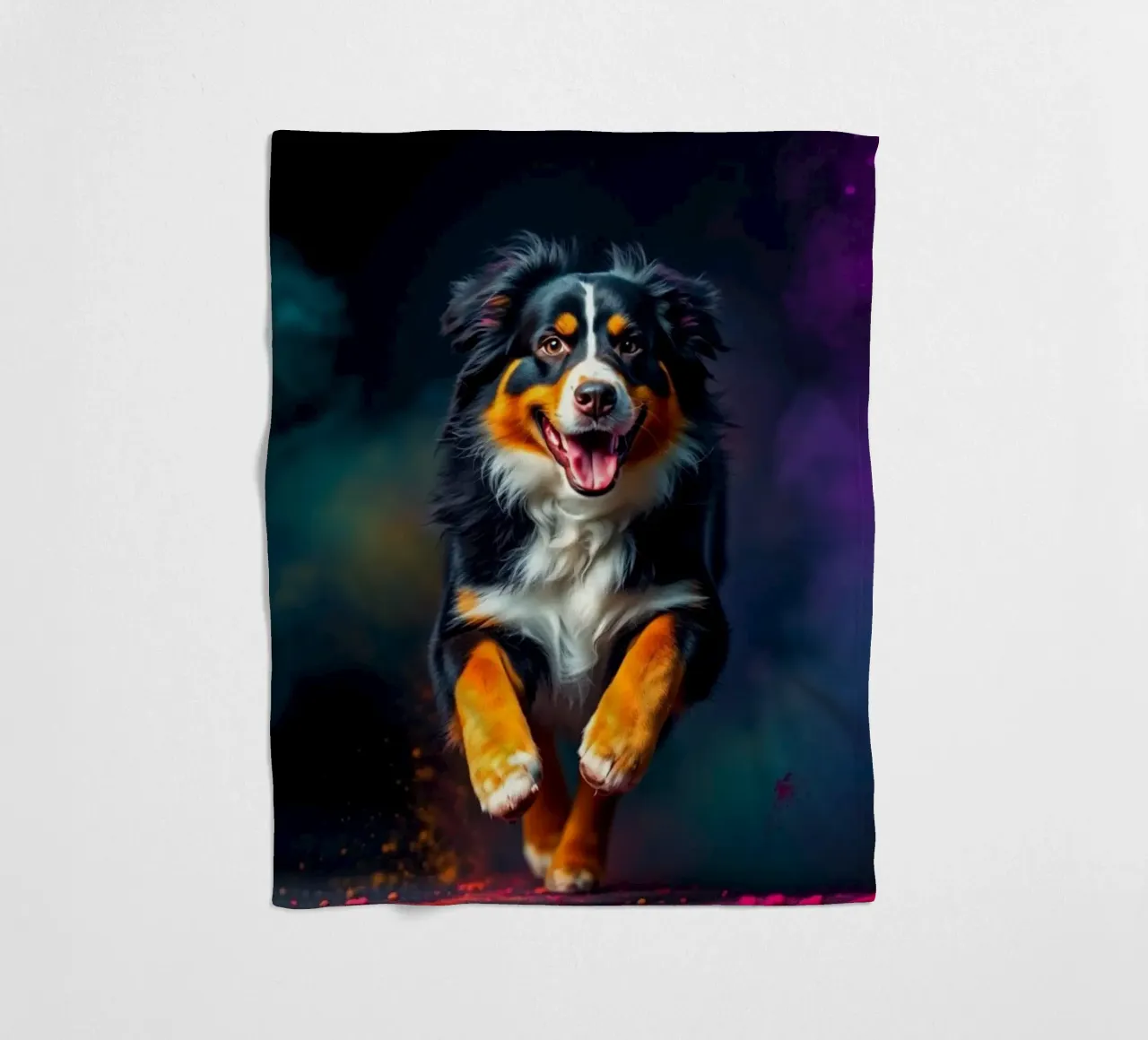The colorful Bernese Mountain Dog #82 fleece blanket by Yumis.Beargang.and.Me