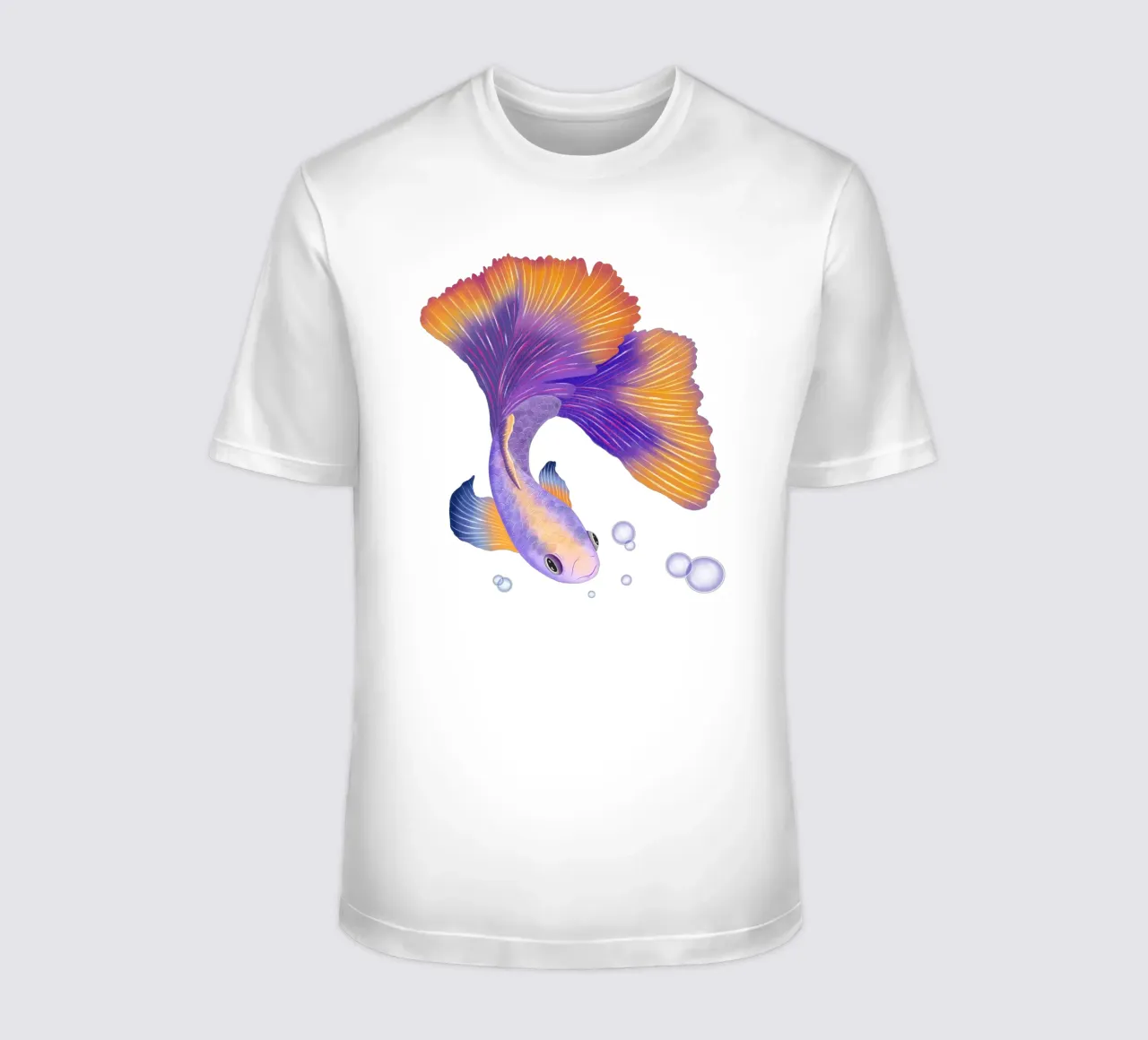 Pesce giapponese di colore viola e arancione. Pesce beta. t-shirt da CalliLetters