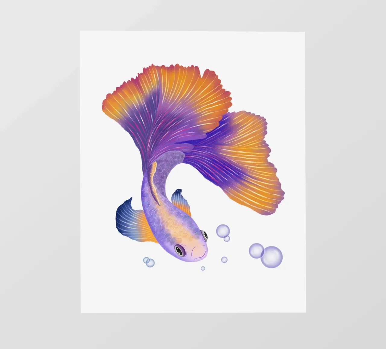 Pesce giapponese di colore viola e arancione. Pesce beta. telo in pvc da CalliLetters