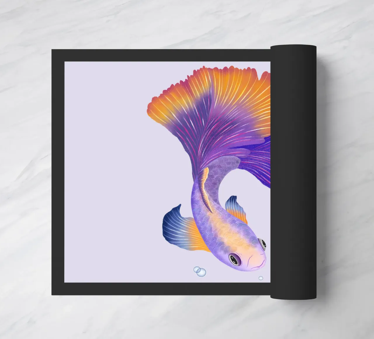 Pesce giapponese di colore viola e arancione. Pesce beta. zerbino da CalliLetters