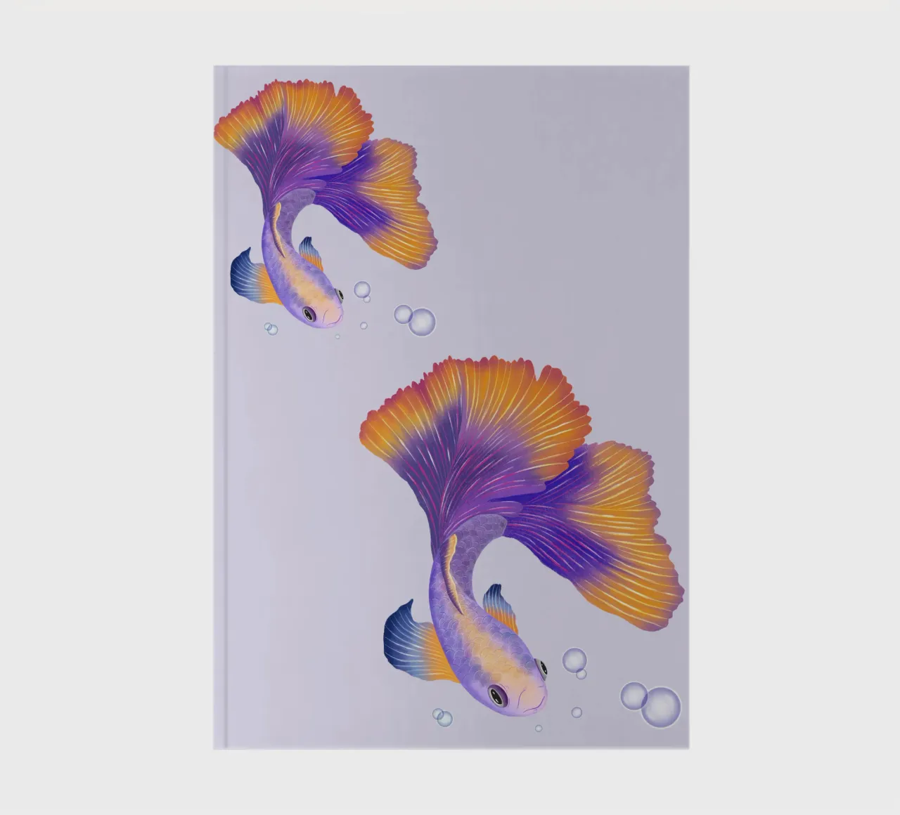 Poisson japonais en violet et orange. Poisson bêta. carnet de notes de CalliLetters