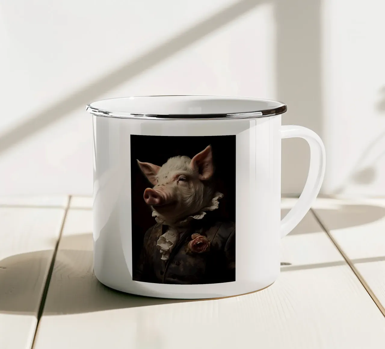Un maiale vestito tazza in smalto da Imagine