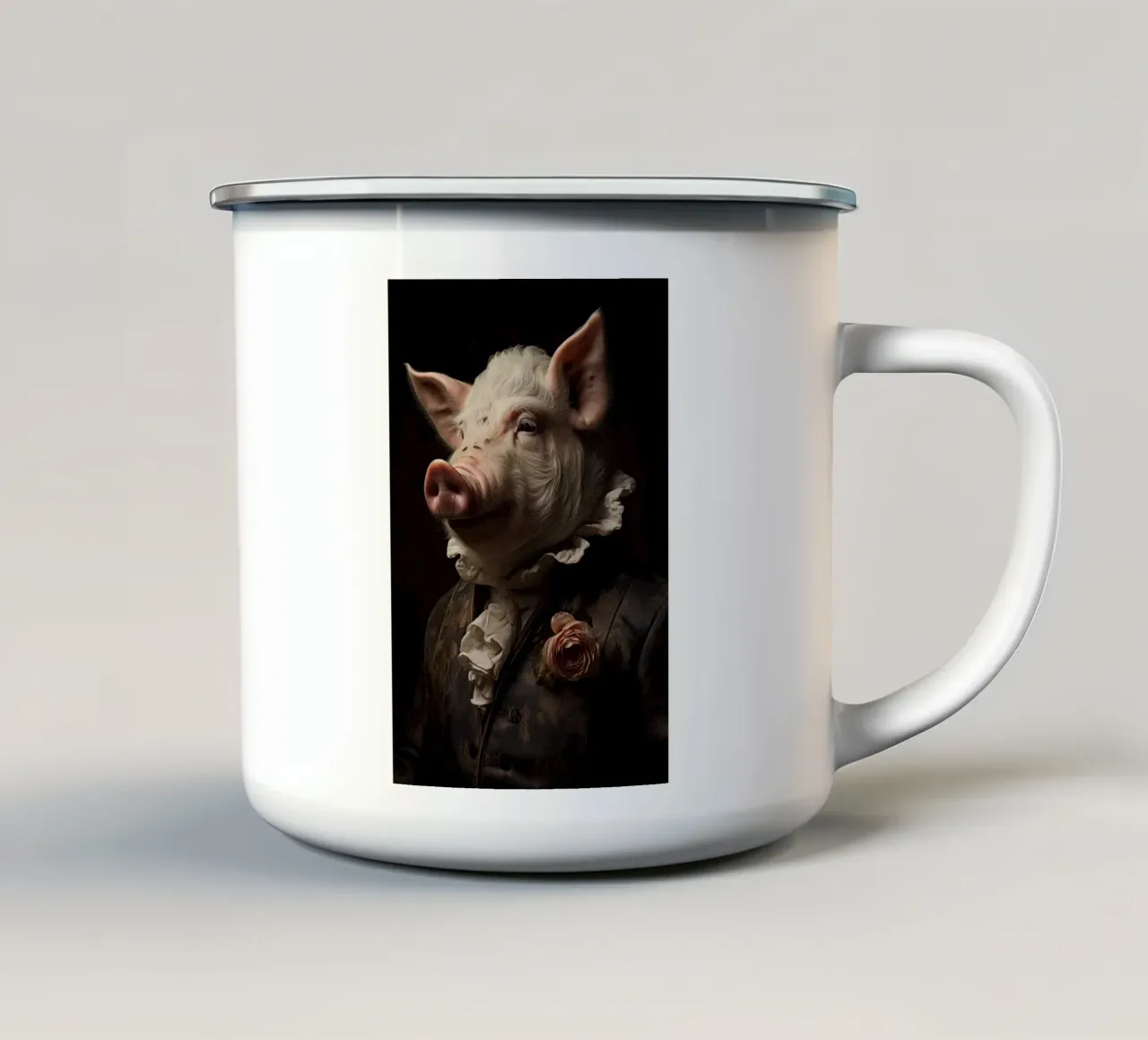 Un maiale vestito tazza in smalto da Imagine