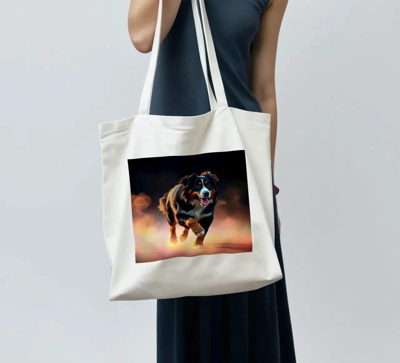 The colorful Bernese Mountain Dog #84 tote bag by Yumis.Beargang.and.Me
