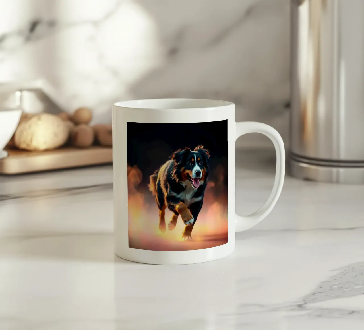 The colorful Bernese Mountain Dog #84 ceramic mug by Yumis.Beargang.and.Me