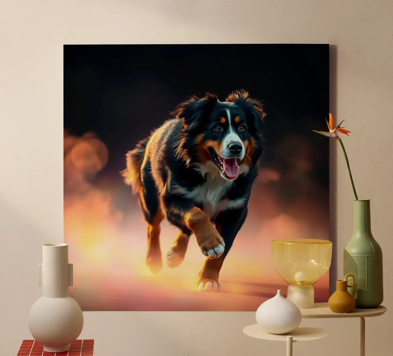 The colorful Bernese Mountain Dog #84 canvas by Yumis.Beargang.and.Me