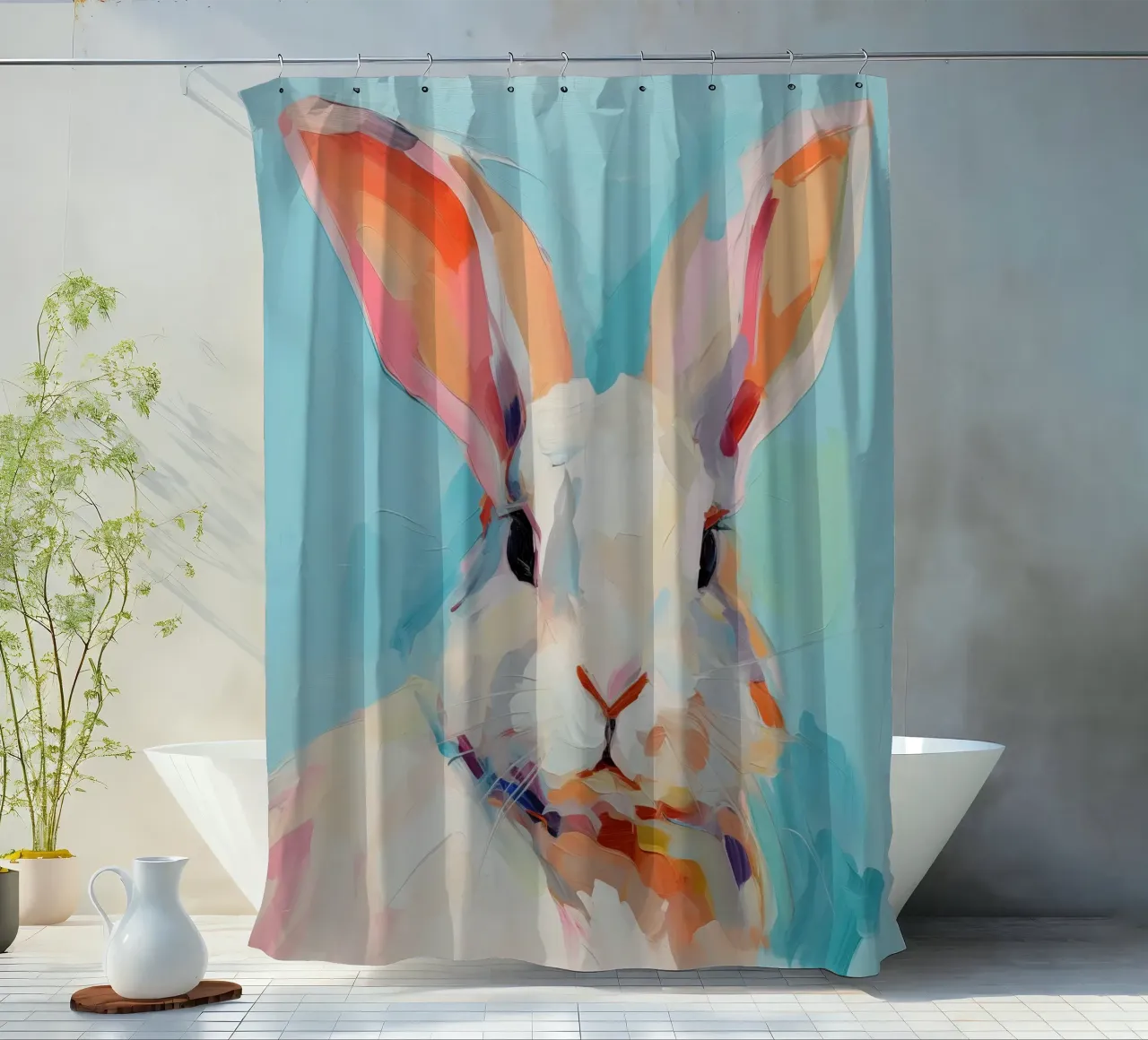 Vivaio di conigli tenda da doccia da Imagine