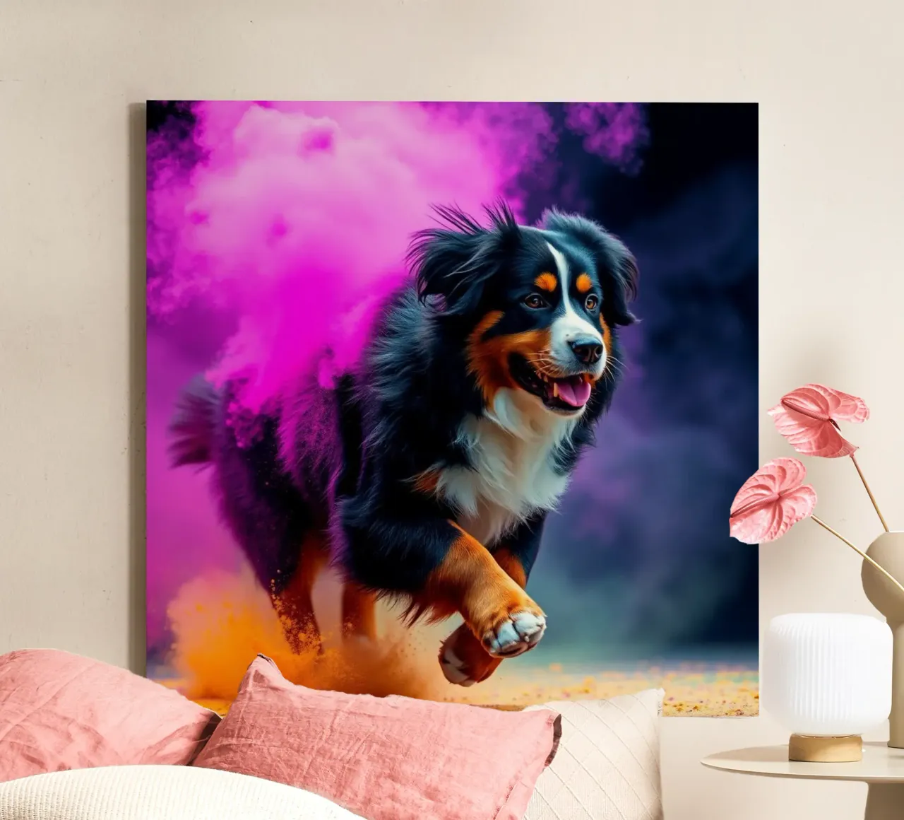 The colorful Bernese Mountain Dog #85 canvas by Yumis.Beargang.and.Me