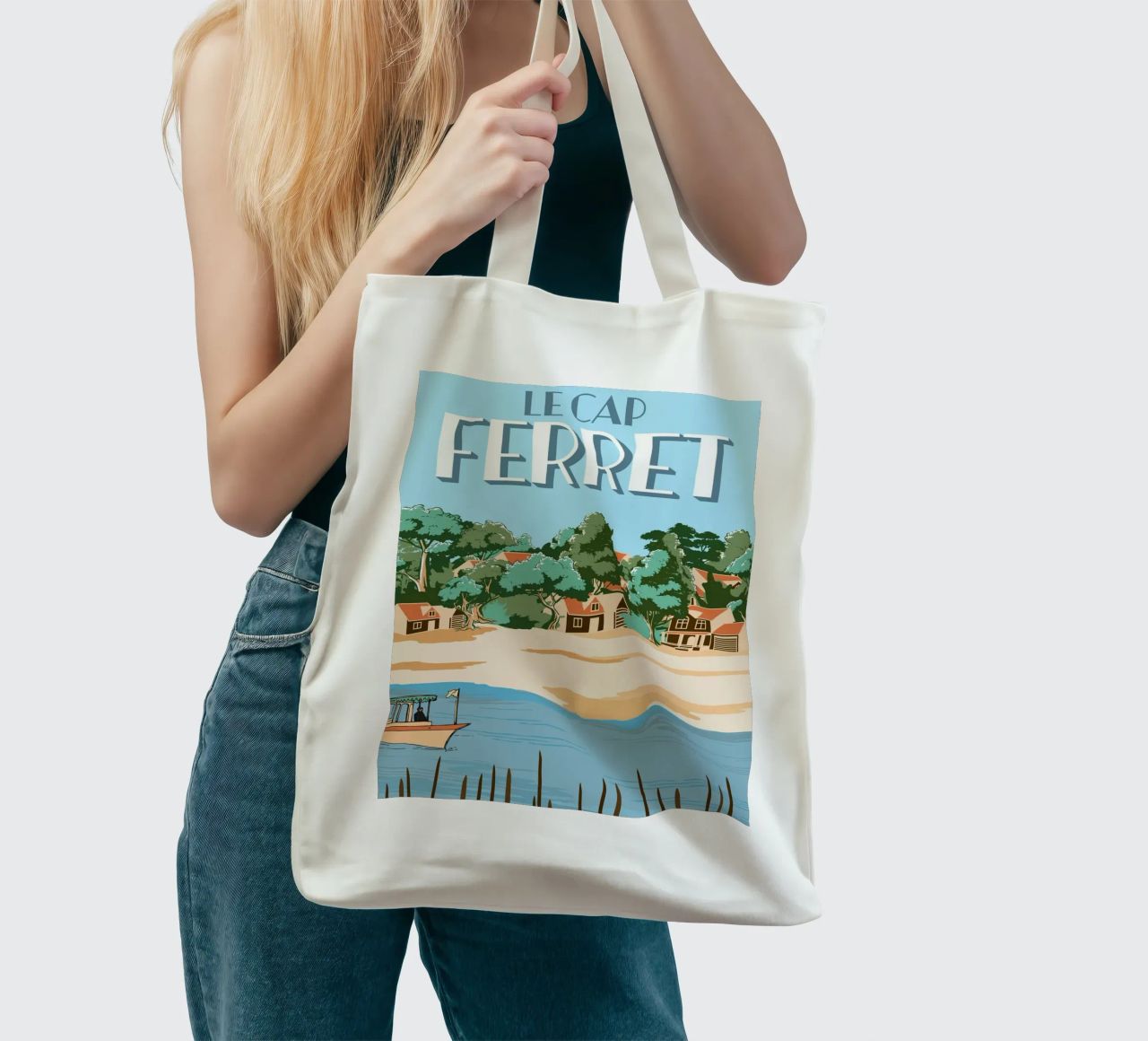 Cap Ferret Vintage Poster | French Coastal Art tote bag de Une Affaire de Filles
