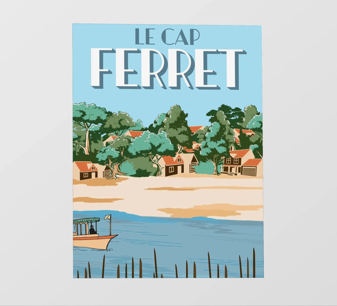 Cap Ferret Vintage Poster | French Coastal Art bâche pvc de Une Affaire de Filles