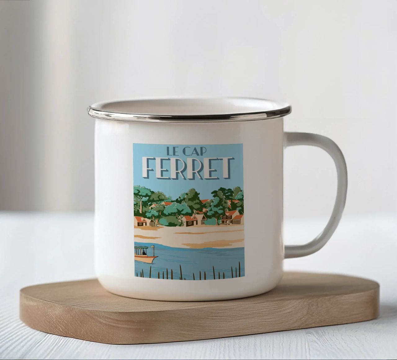 Cap Ferret Vintage Poster | French Coastal Art mug en émail de Une Affaire de Filles