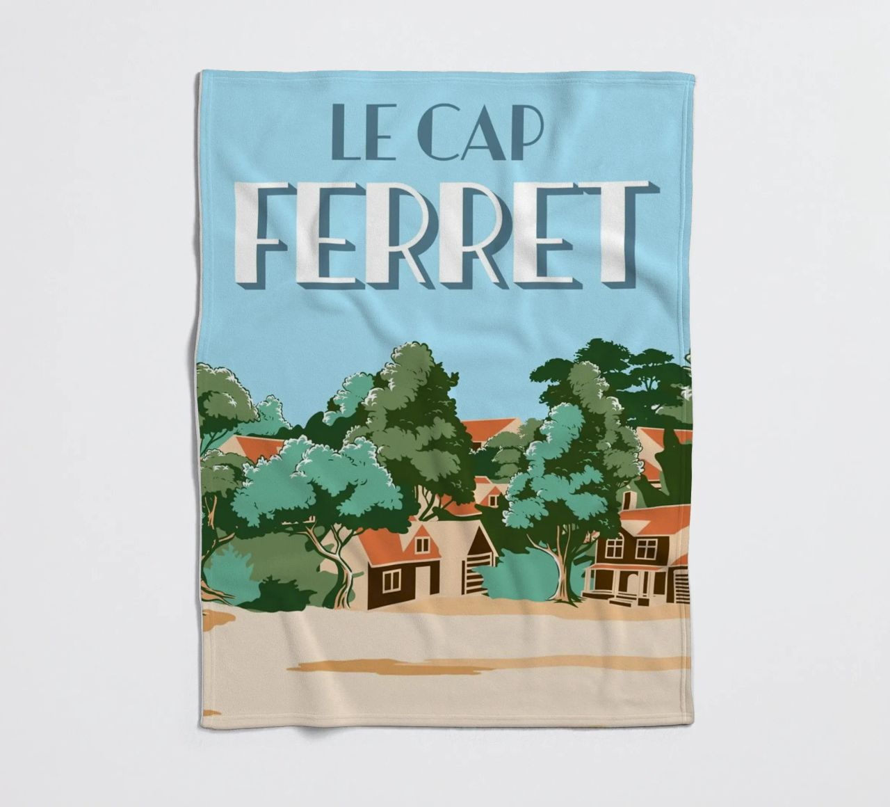 Cap Ferret Vintage Poster | French Coastal Art plaid polaire de Une Affaire de Filles