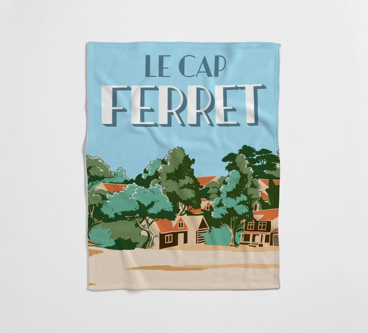 Cap Ferret Vintage Poster | French Coastal Art plaid polaire de Une Affaire de Filles