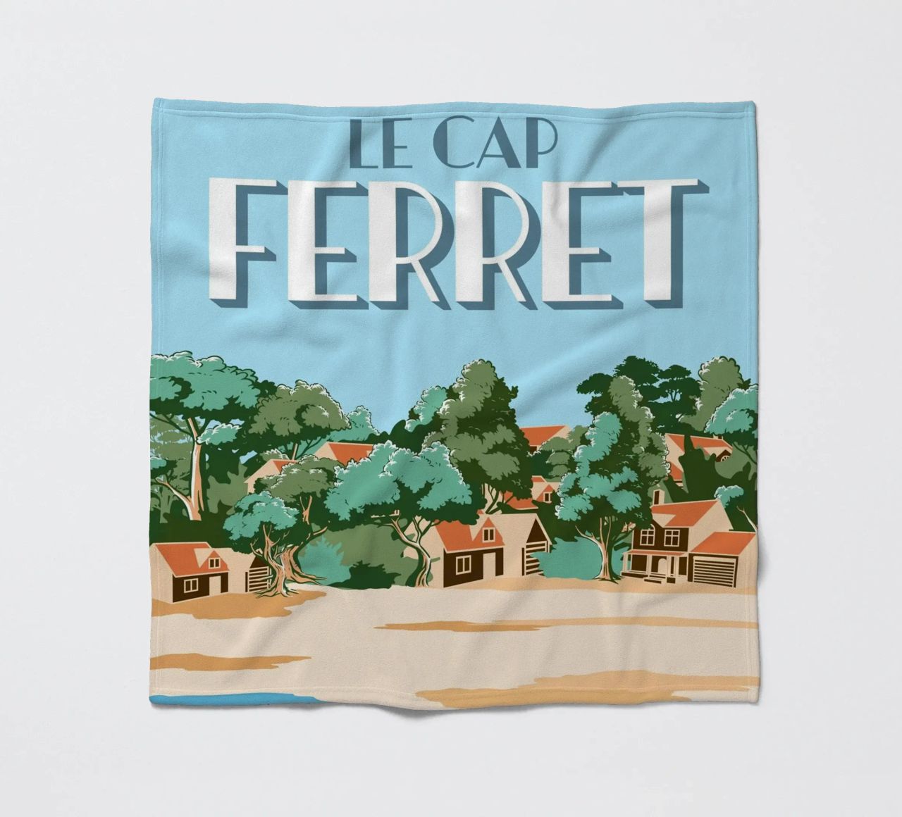 Cap Ferret Vintage Poster | French Coastal Art plaid polaire de Une Affaire de Filles