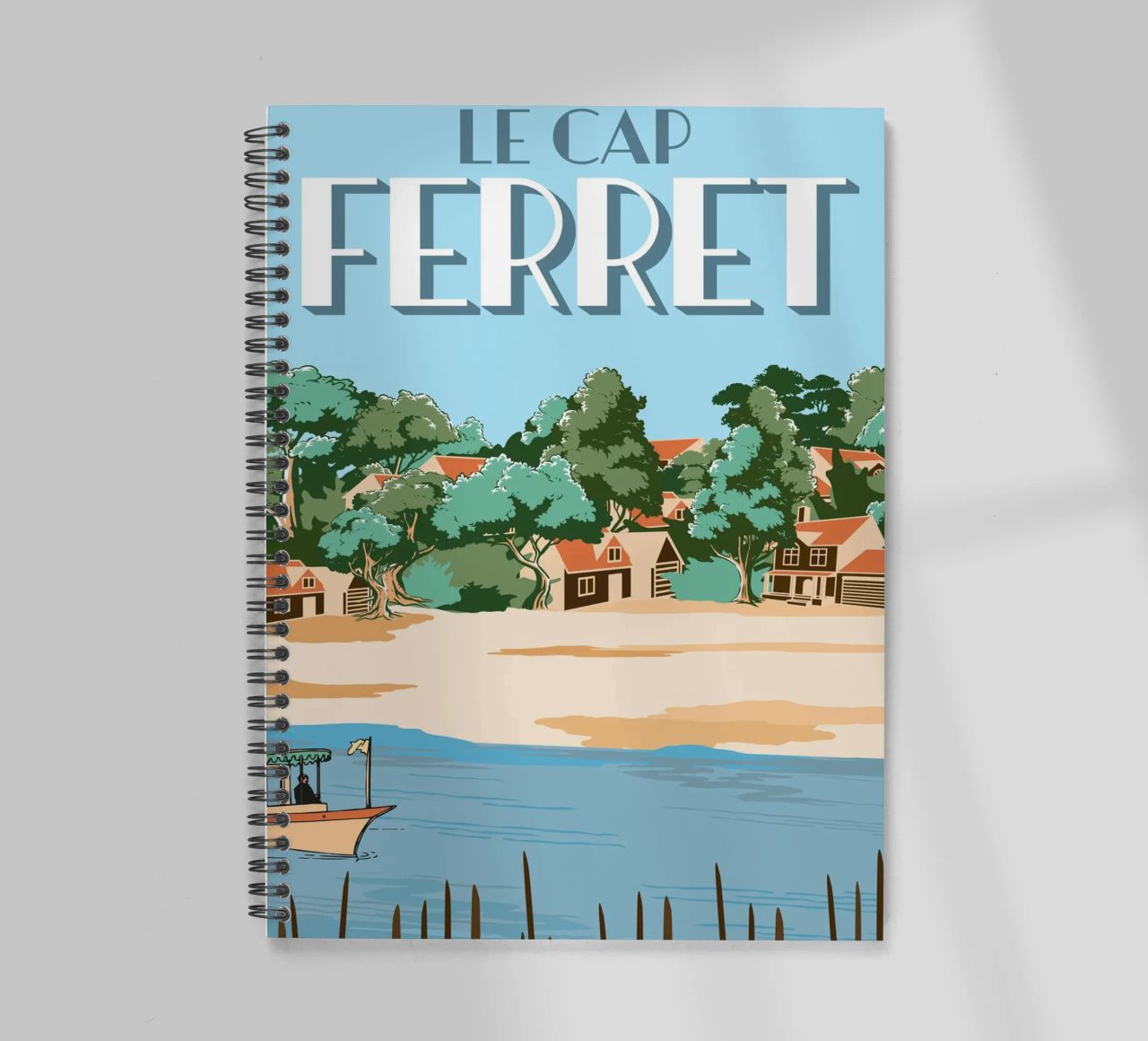 Cap Ferret Vintage Poster | French Coastal Art carnet à spirale de Une Affaire de Filles