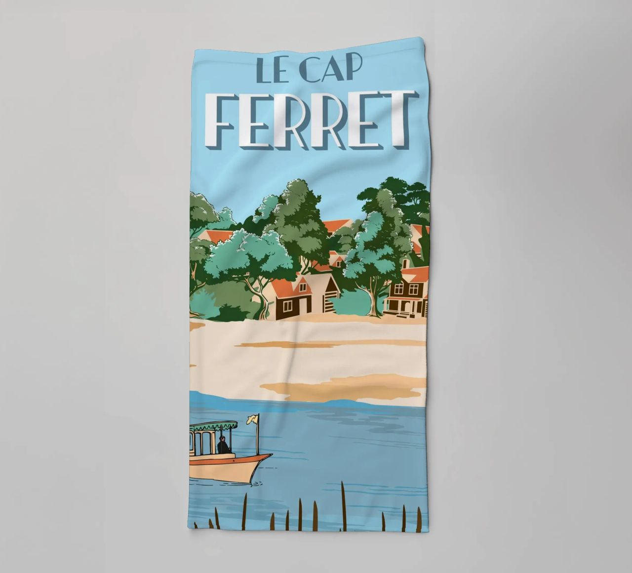 Cap Ferret Vintage Poster | French Coastal Art serviette de bain de Une Affaire de Filles