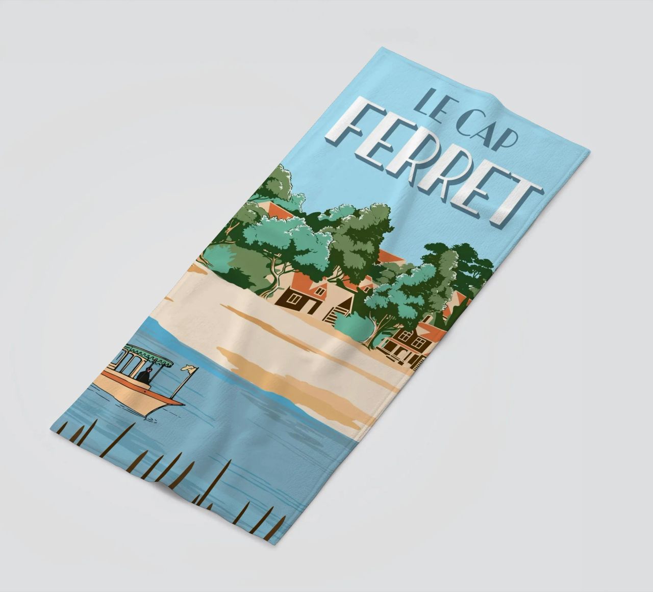 Cap Ferret Vintage Poster | French Coastal Art serviette de plage de Une Affaire de Filles