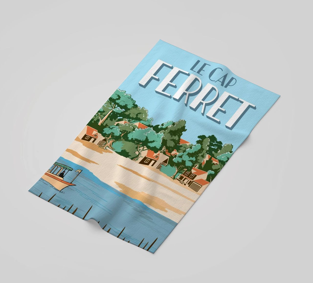 Cap Ferret Vintage Poster | French Coastal Art serviette de plage de Une Affaire de Filles