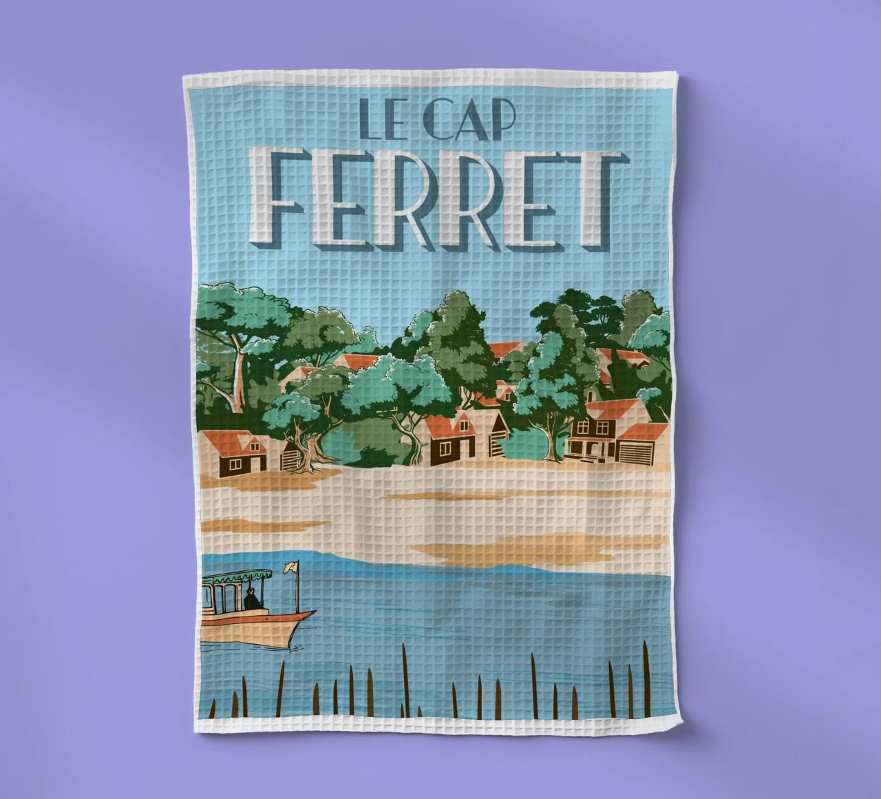 Cap Ferret Vintage Poster | French Coastal Art torchon de Une Affaire de Filles