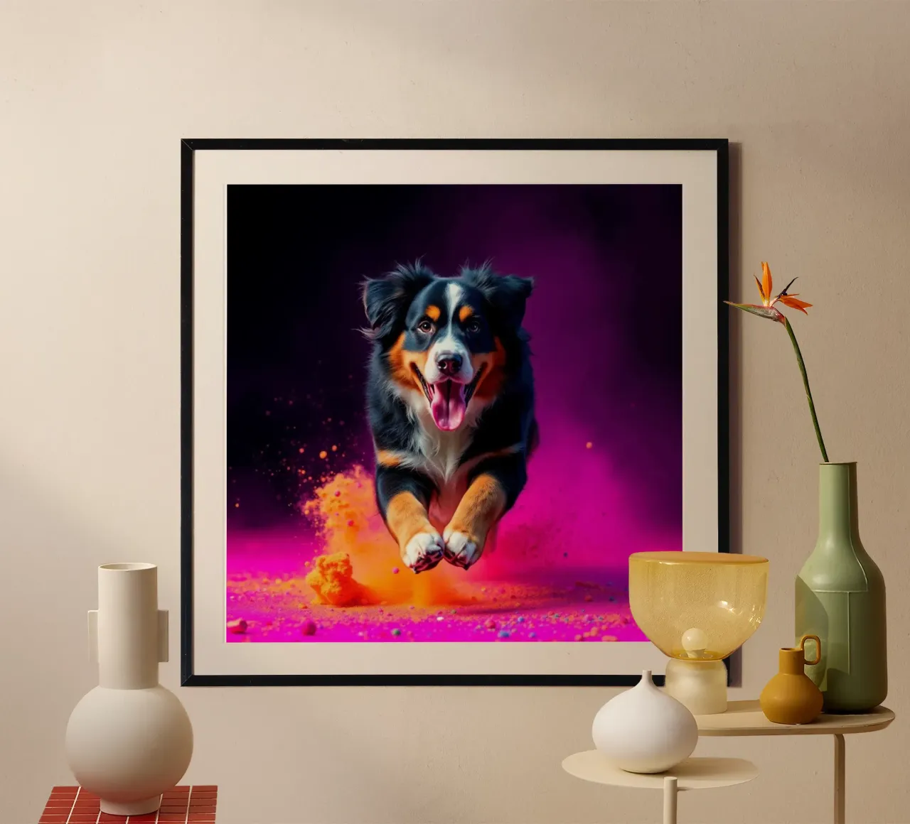 The colorful Bernese Mountain Dog #89 poster by Yumis.Beargang.and.Me