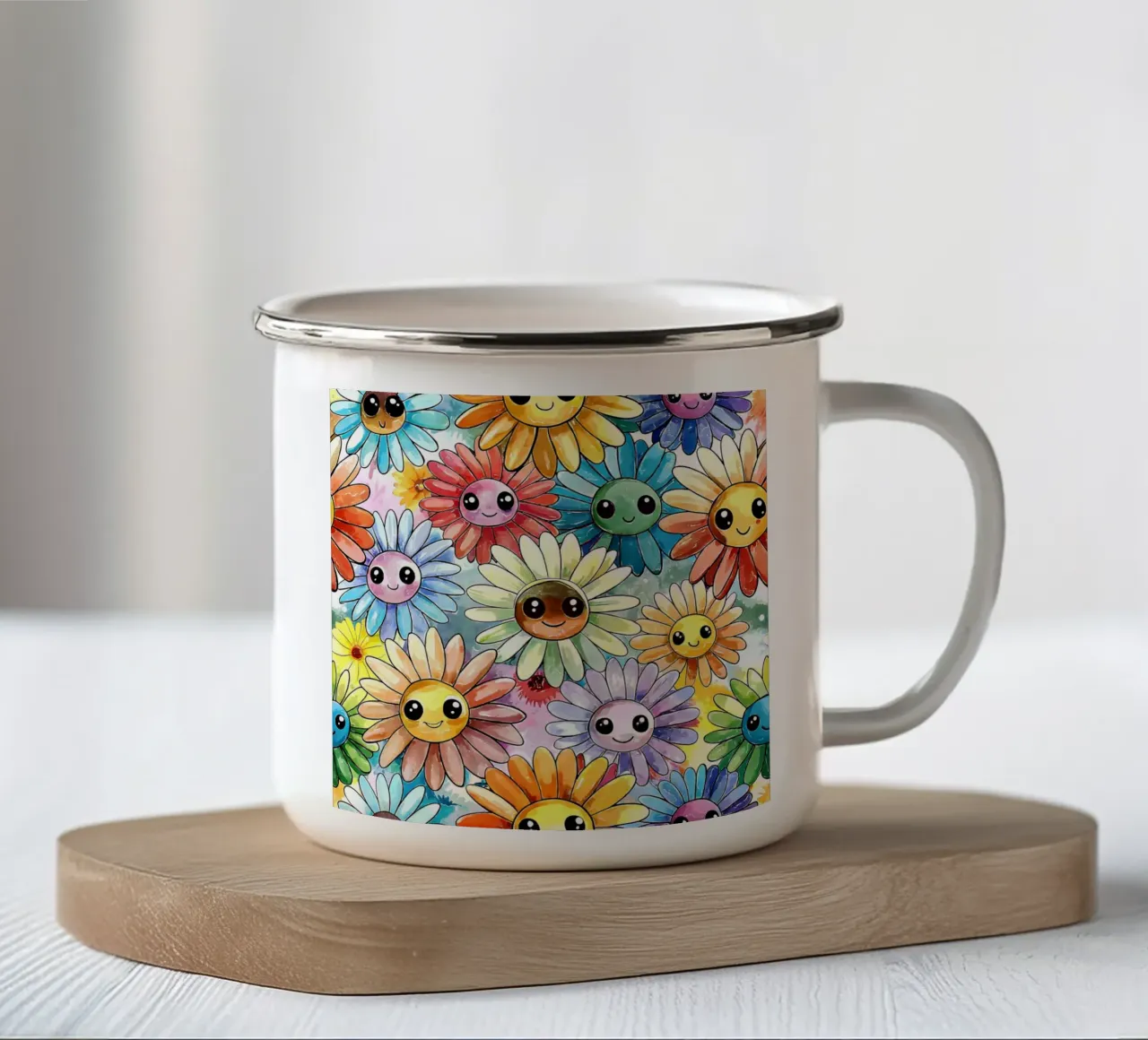 Margherite arcobaleno Kawaii tazza in smalto da Happy Littles
