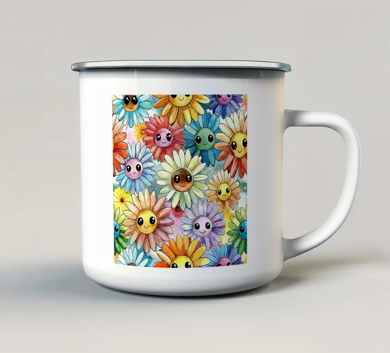 Margherite arcobaleno Kawaii tazza in smalto da Happy Littles