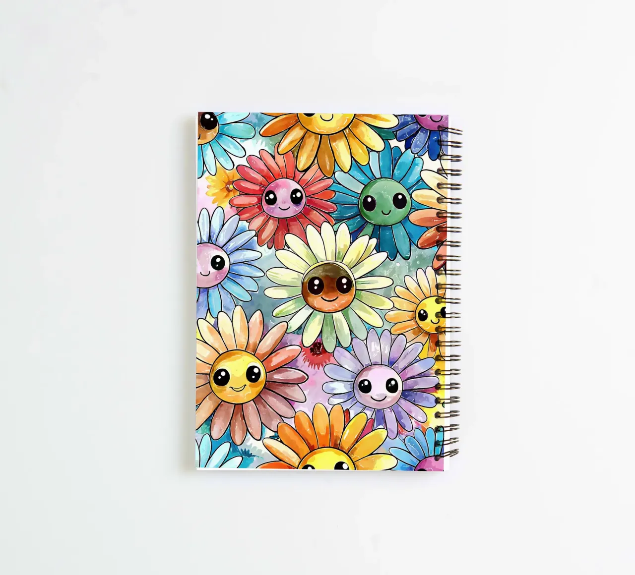 Kawaii Rainbow Daisies spiral notebook by Happy Littles
