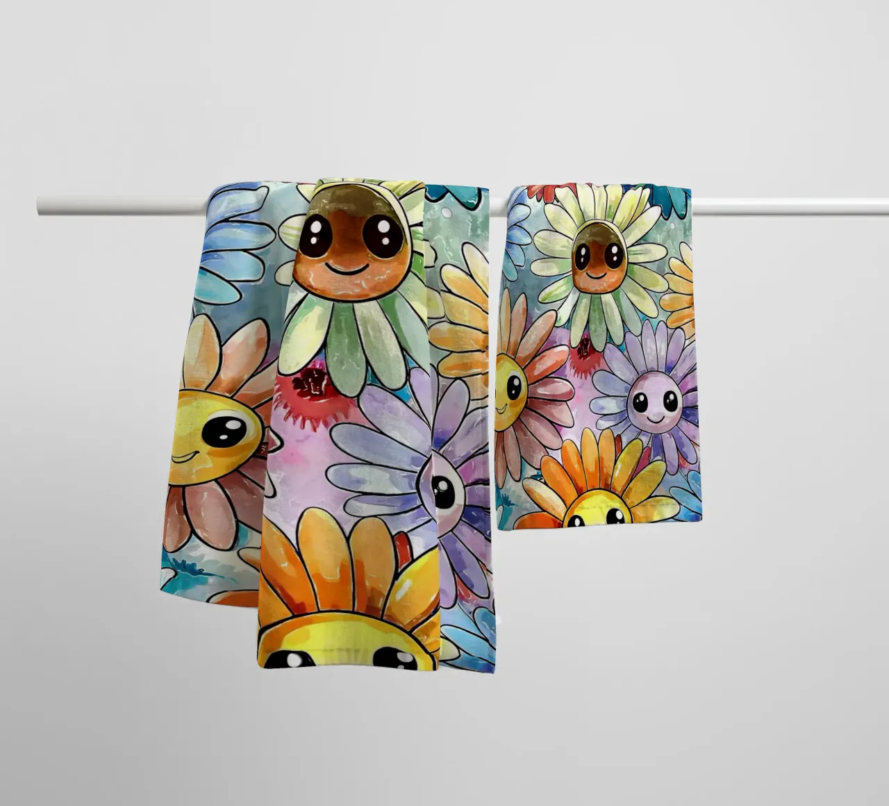 Margherite arcobaleno Kawaii asciugamano da bagno da Happy Littles
