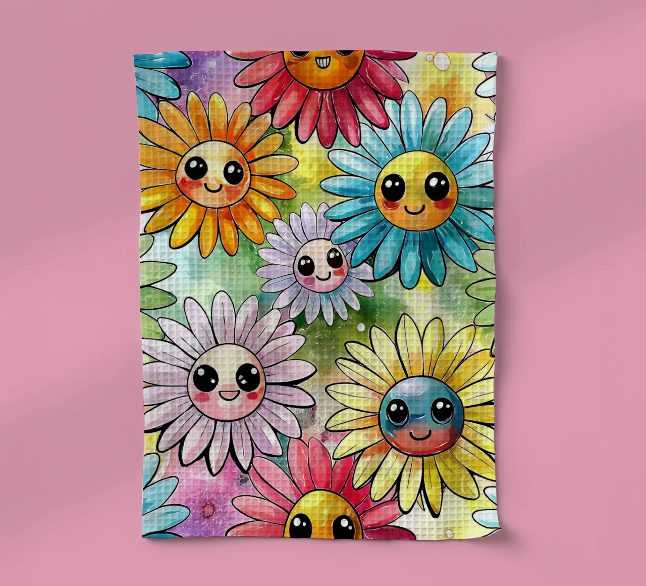 Margherite arcobaleno Kawaii canovaccio da cucina da Happy Littles