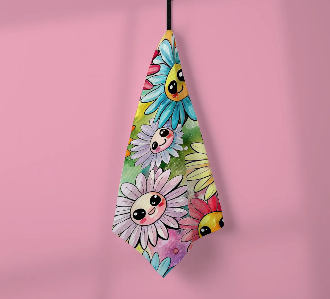 Margherite arcobaleno Kawaii canovaccio da cucina da Happy Littles