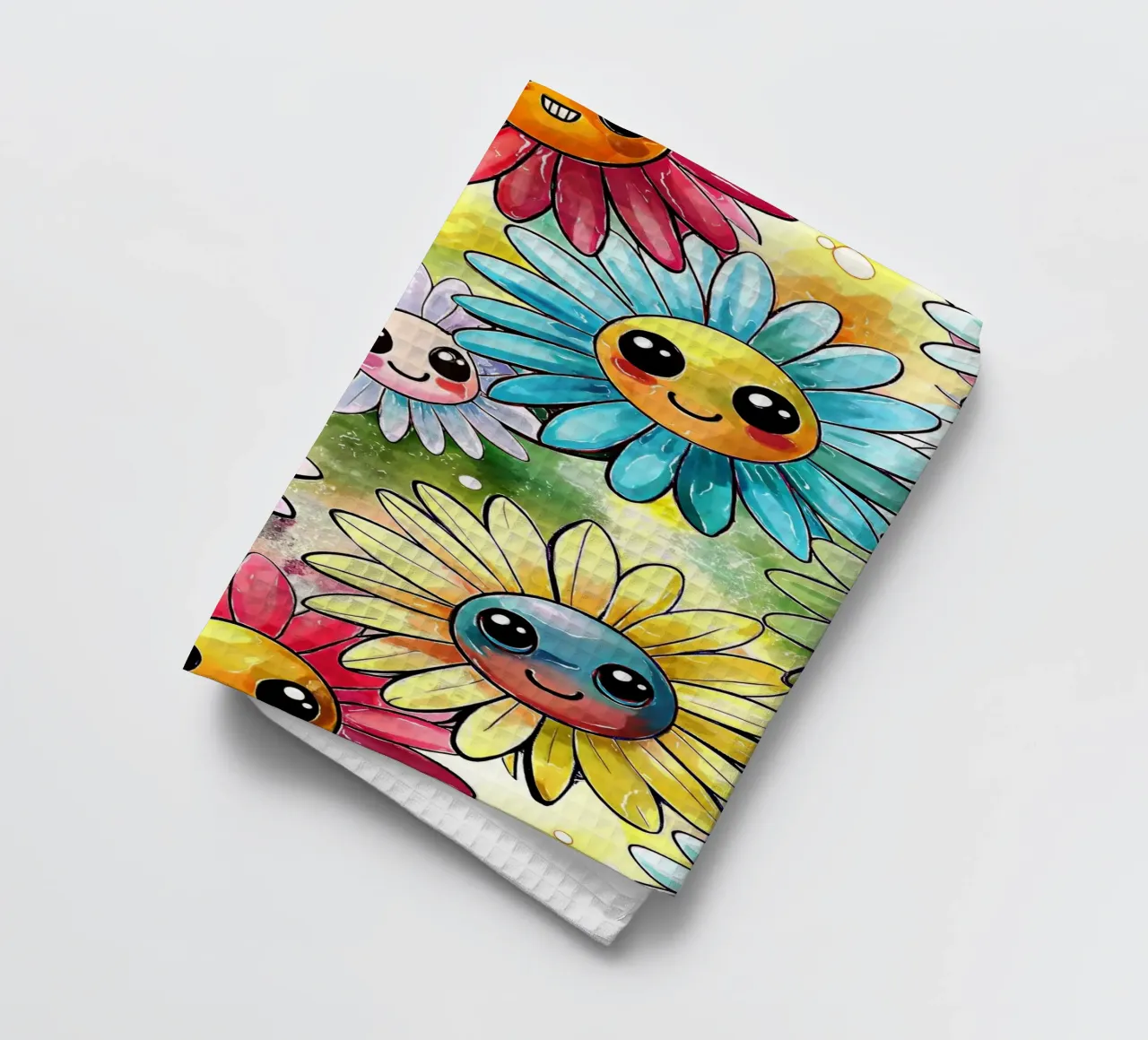 Margherite arcobaleno Kawaii canovaccio da cucina da Happy Littles