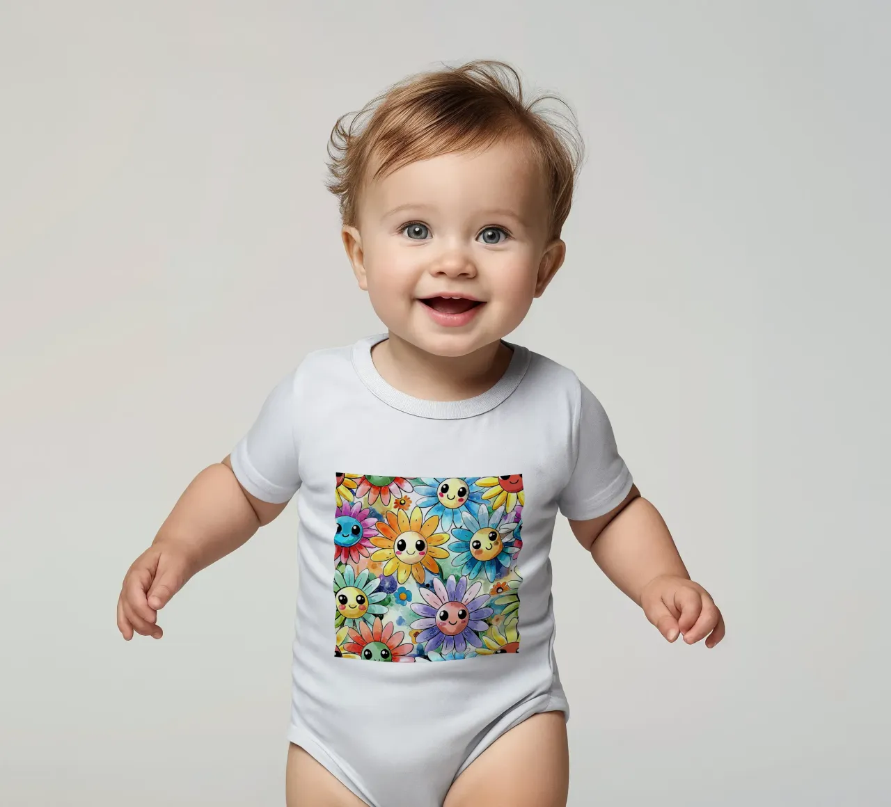 Margherite arcobaleno Kawaii body neonato maniche corte da Happy Littles