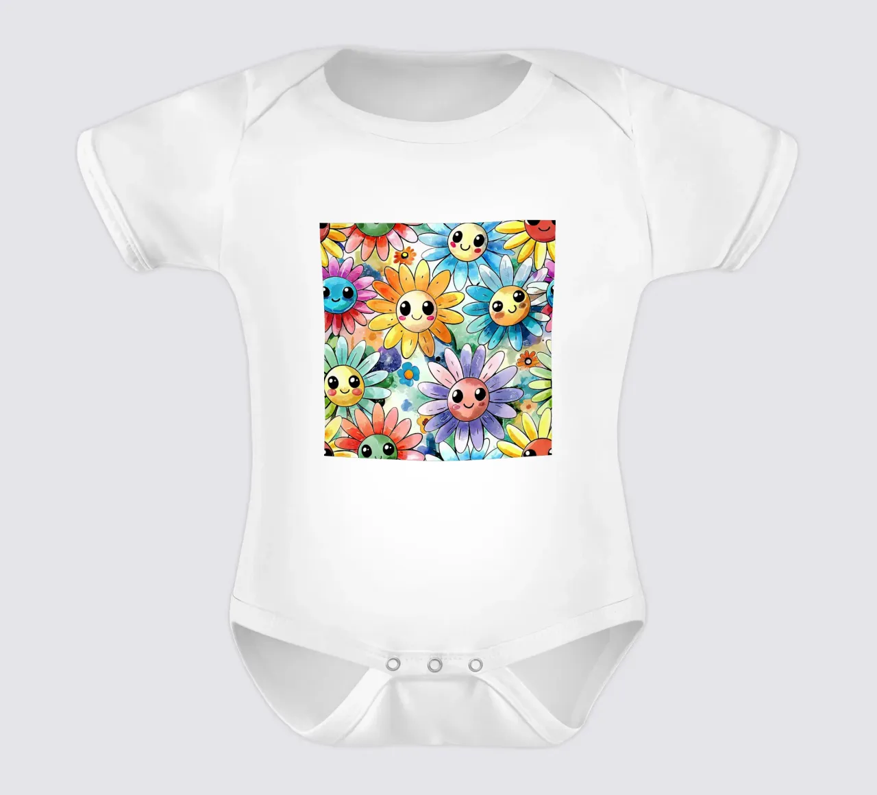 Margherite arcobaleno Kawaii body neonato maniche corte da Happy Littles