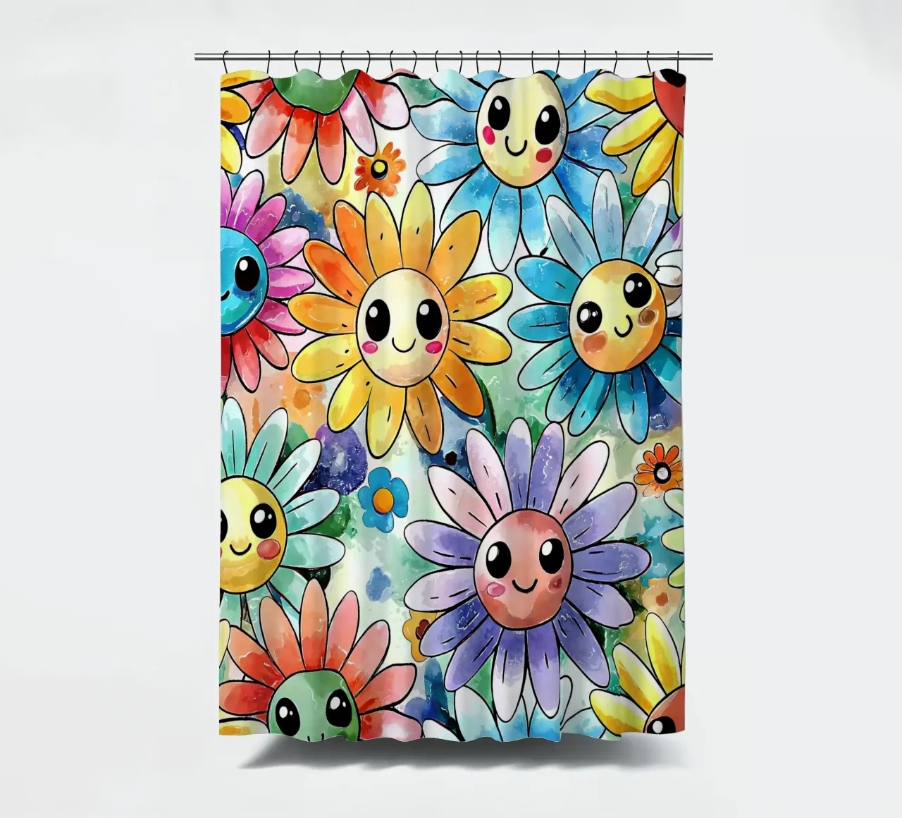 Kawaii Regenbogen Gänseblümchen Duschvorhang von Happy Littles