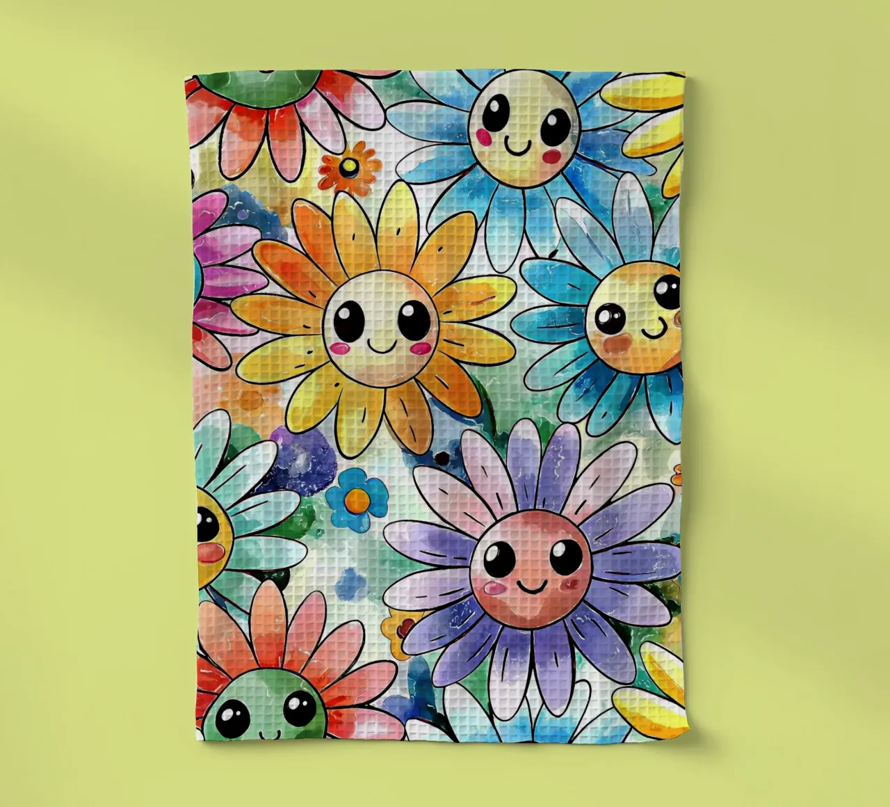 Margherite arcobaleno Kawaii canovaccio da cucina da Happy Littles
