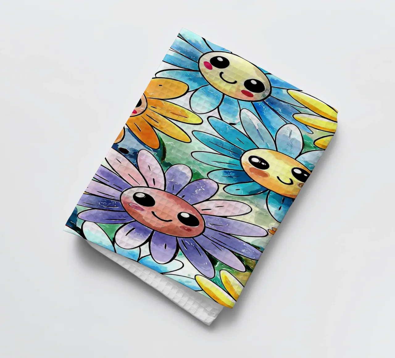 Margherite arcobaleno Kawaii canovaccio da cucina da Happy Littles
