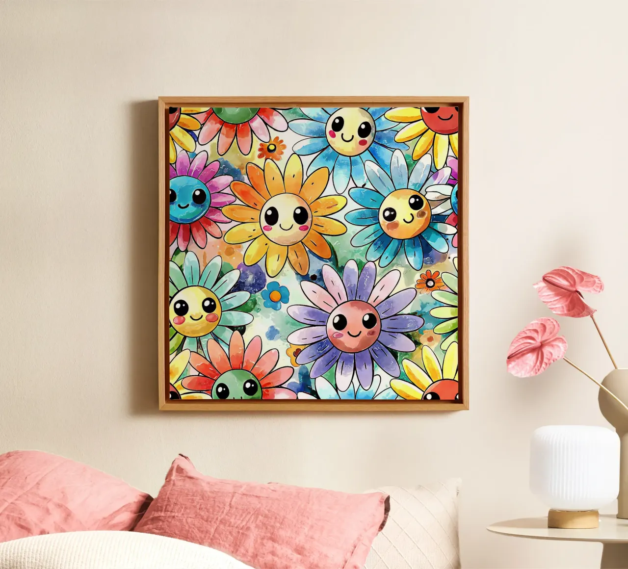 Margherite arcobaleno Kawaii tela con Cornice a cassetta da Happy Littles