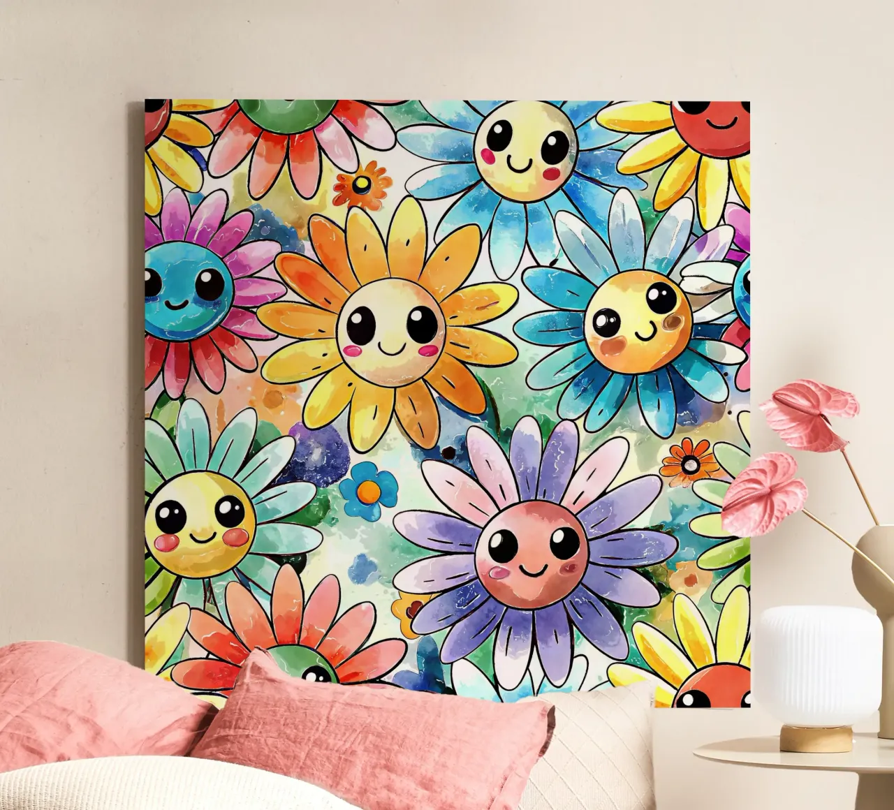 Margherite arcobaleno Kawaii tela con Cornice a cassetta da Happy Littles