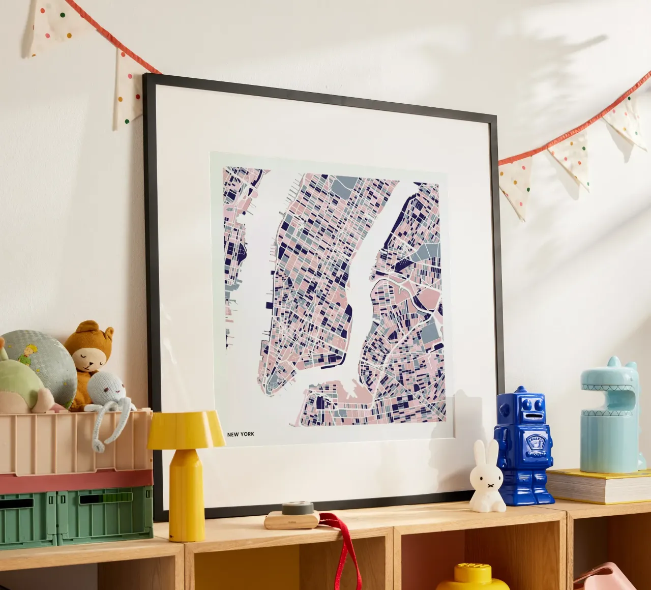 New York III poster with wooden frame by The Cartography Collection