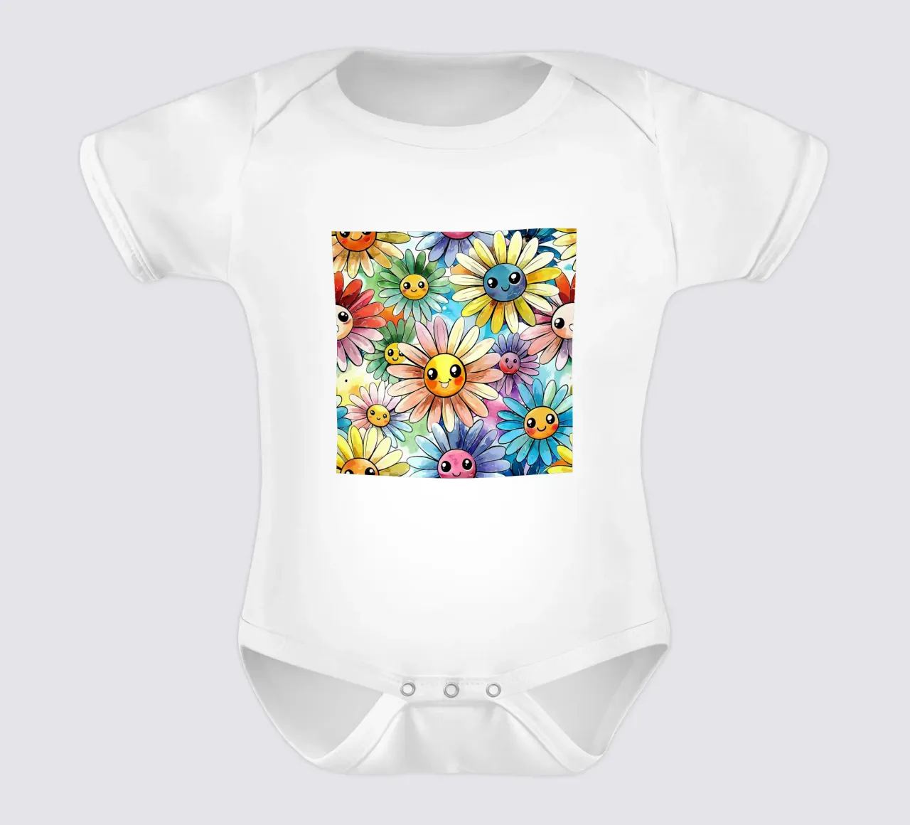 Kawaii Regenbogen Gänseblümchen Kurzarm Babybody von Happy Littles