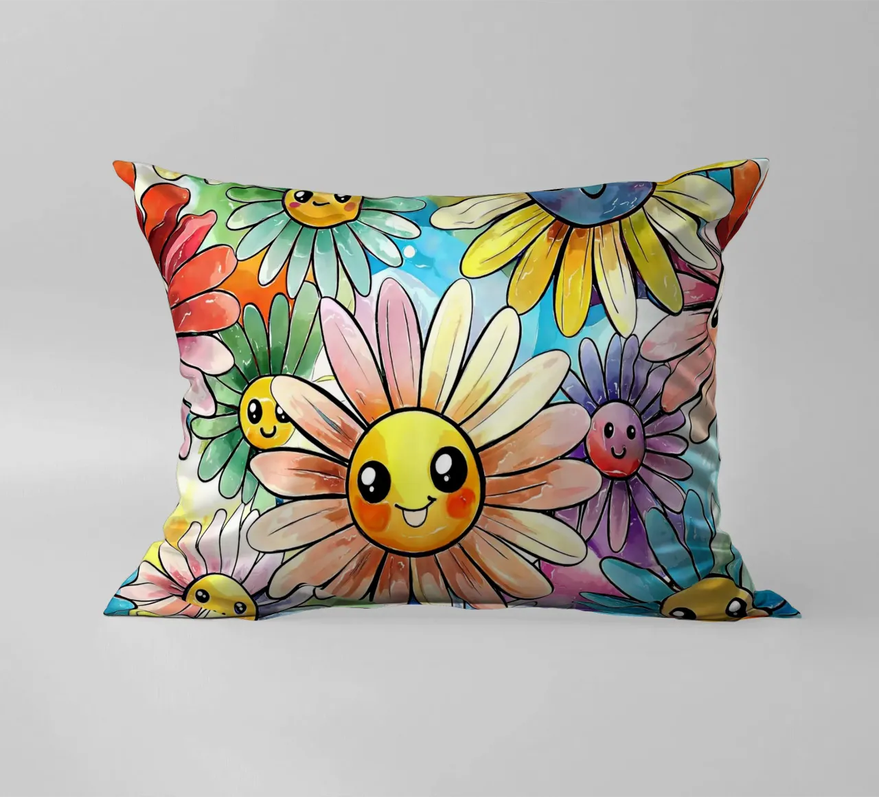 Kawaii Regenbogen Gänseblümchen Kissen von Happy Littles