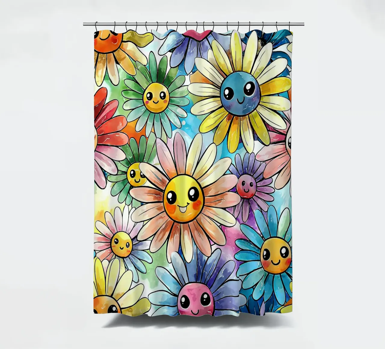 Kawaii Regenbogen Gänseblümchen Duschvorhang von Happy Littles