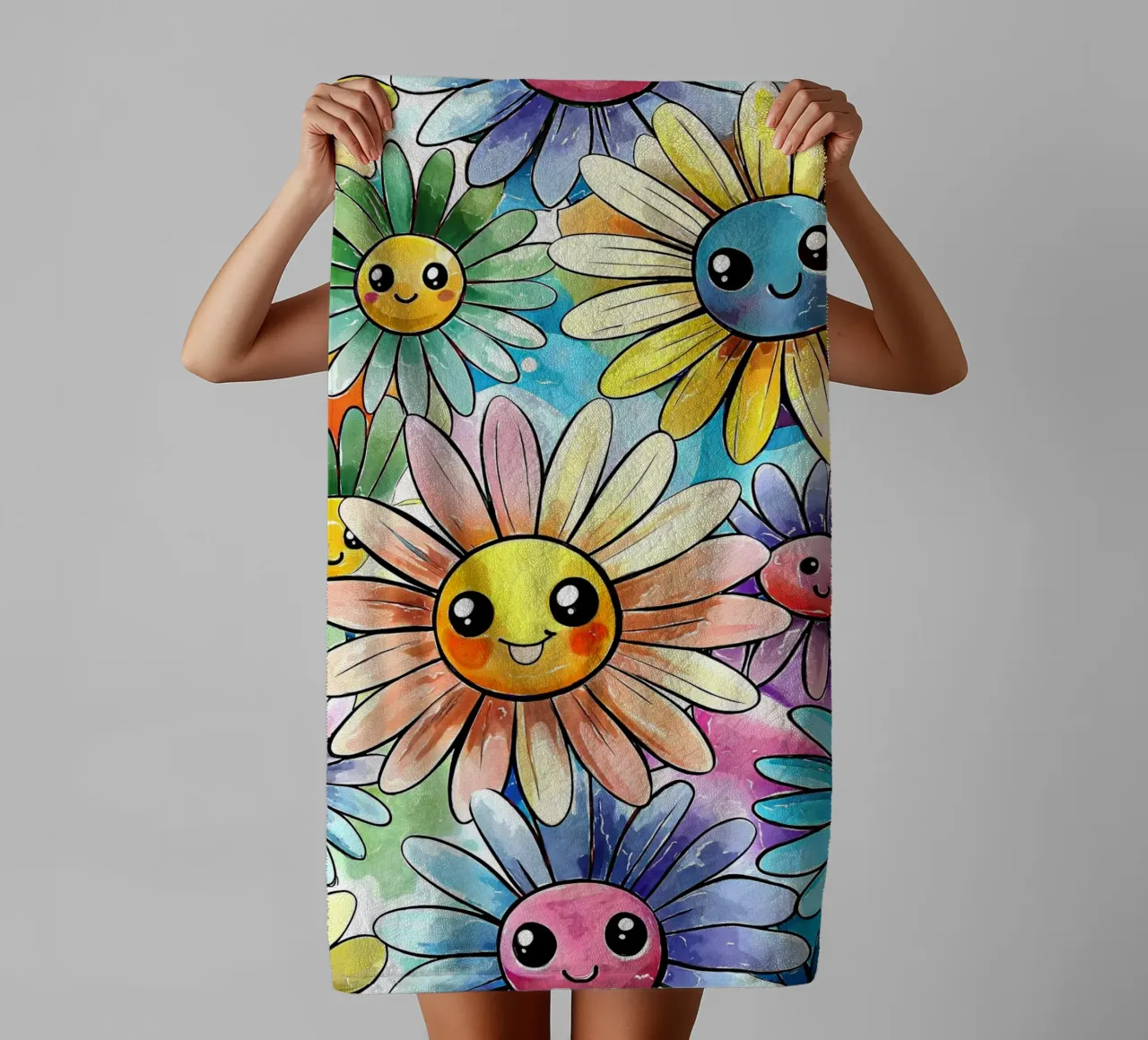 Margherite arcobaleno Kawaii asciugamano da bagno da Happy Littles
