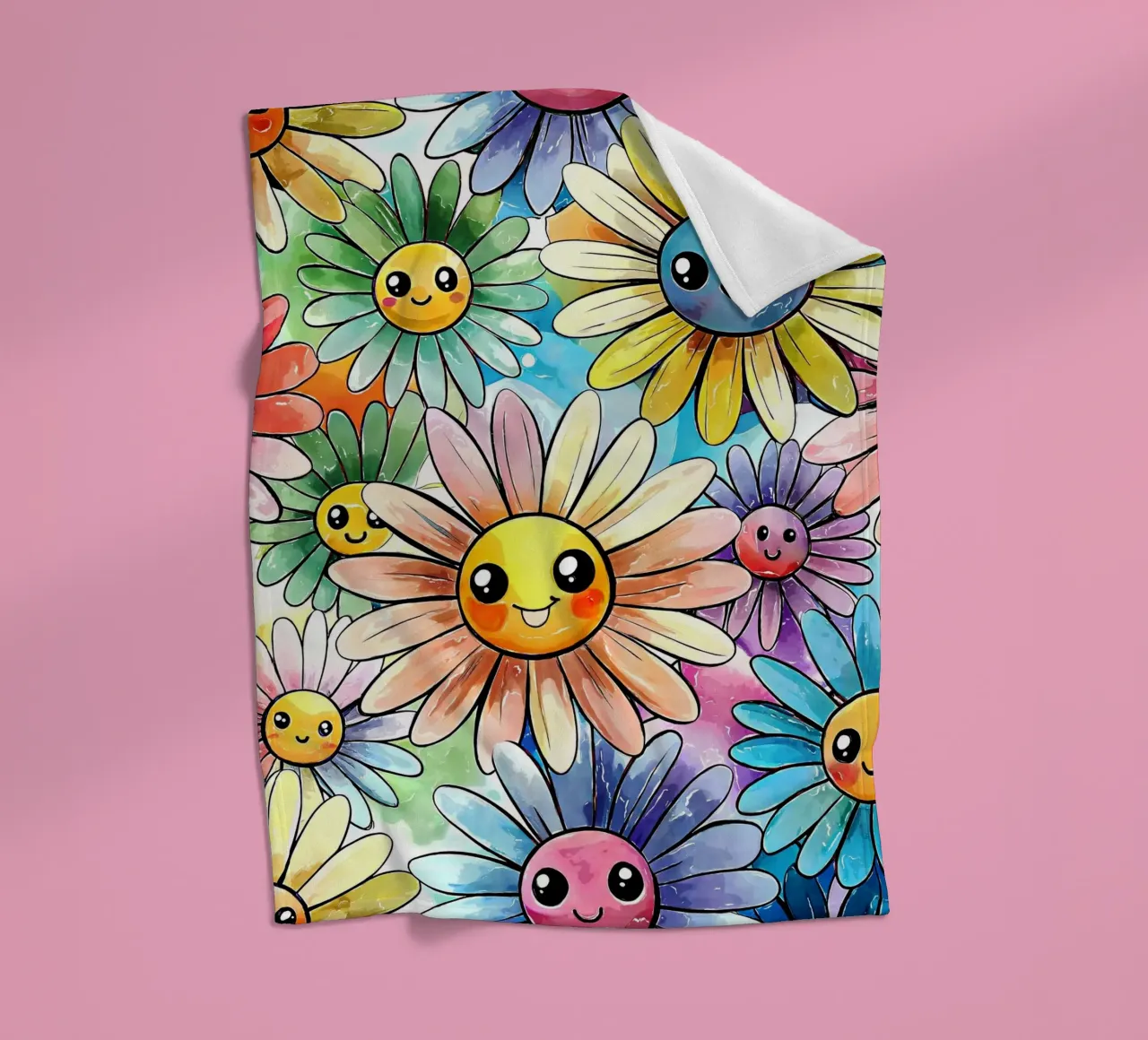Margherite arcobaleno Kawaii coperta in pile da Happy Littles