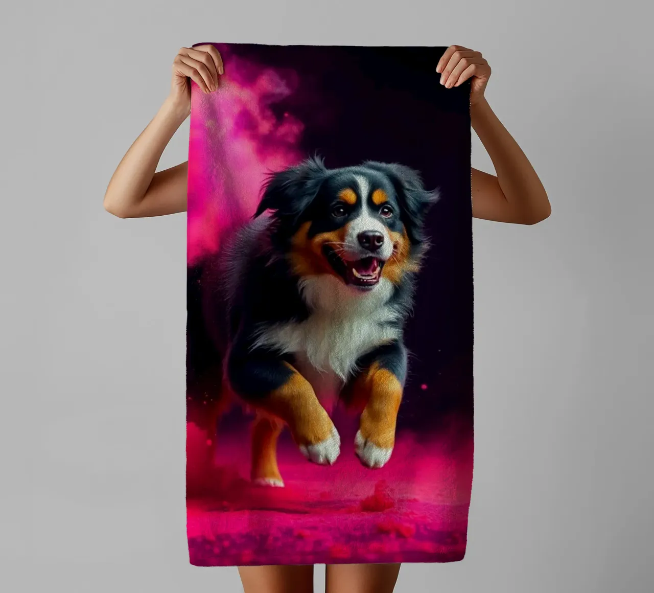 The colorful Bernese Mountain Dog #90 towel by Yumis.Beargang.and.Me