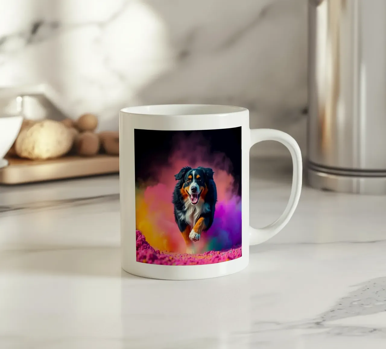 The colorful Bernese Mountain Dog #91 ceramic mug by Yumis.Beargang.and.Me