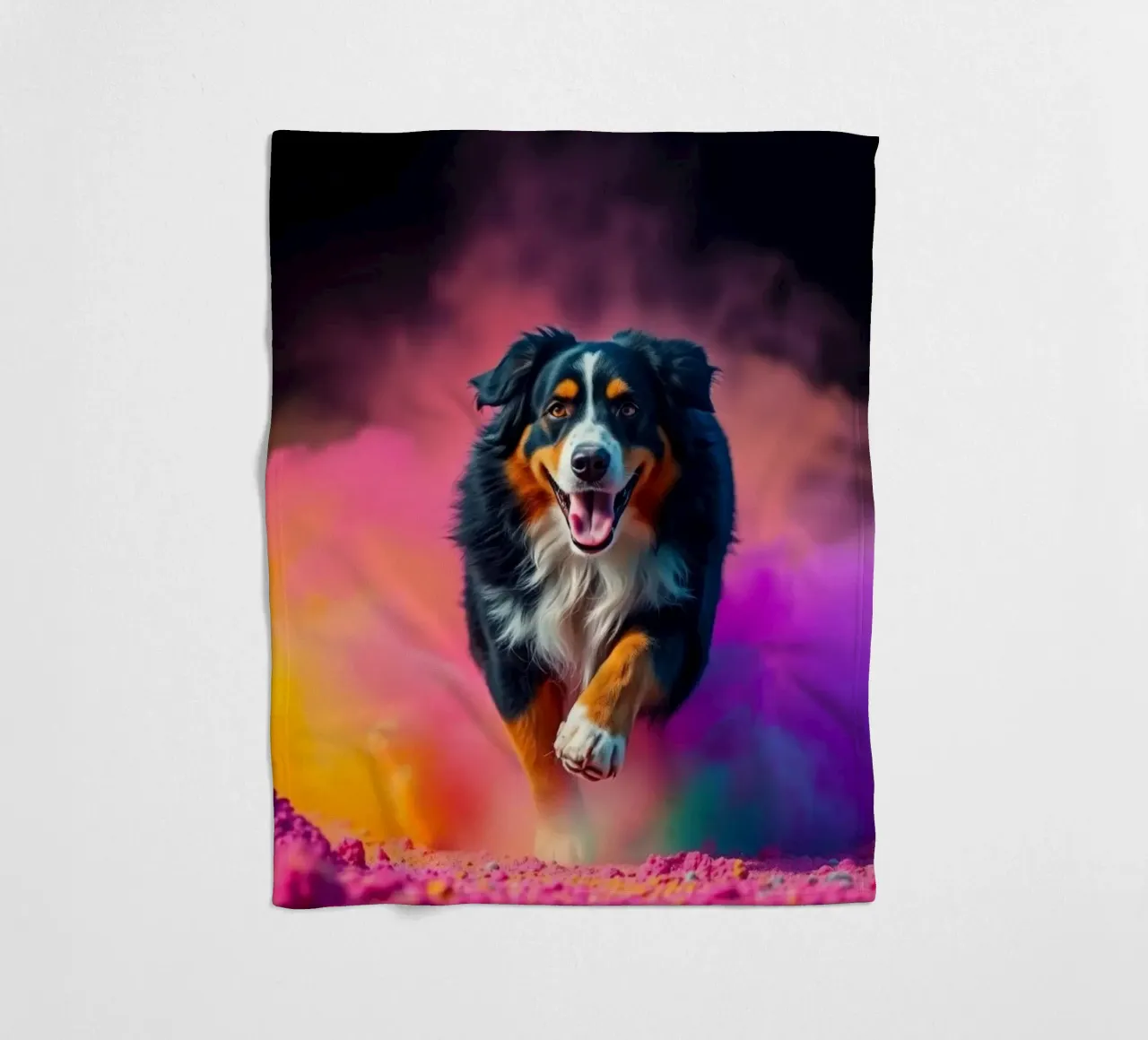 The colorful Bernese Mountain Dog #91 fleece blanket by Yumis.Beargang.and.Me