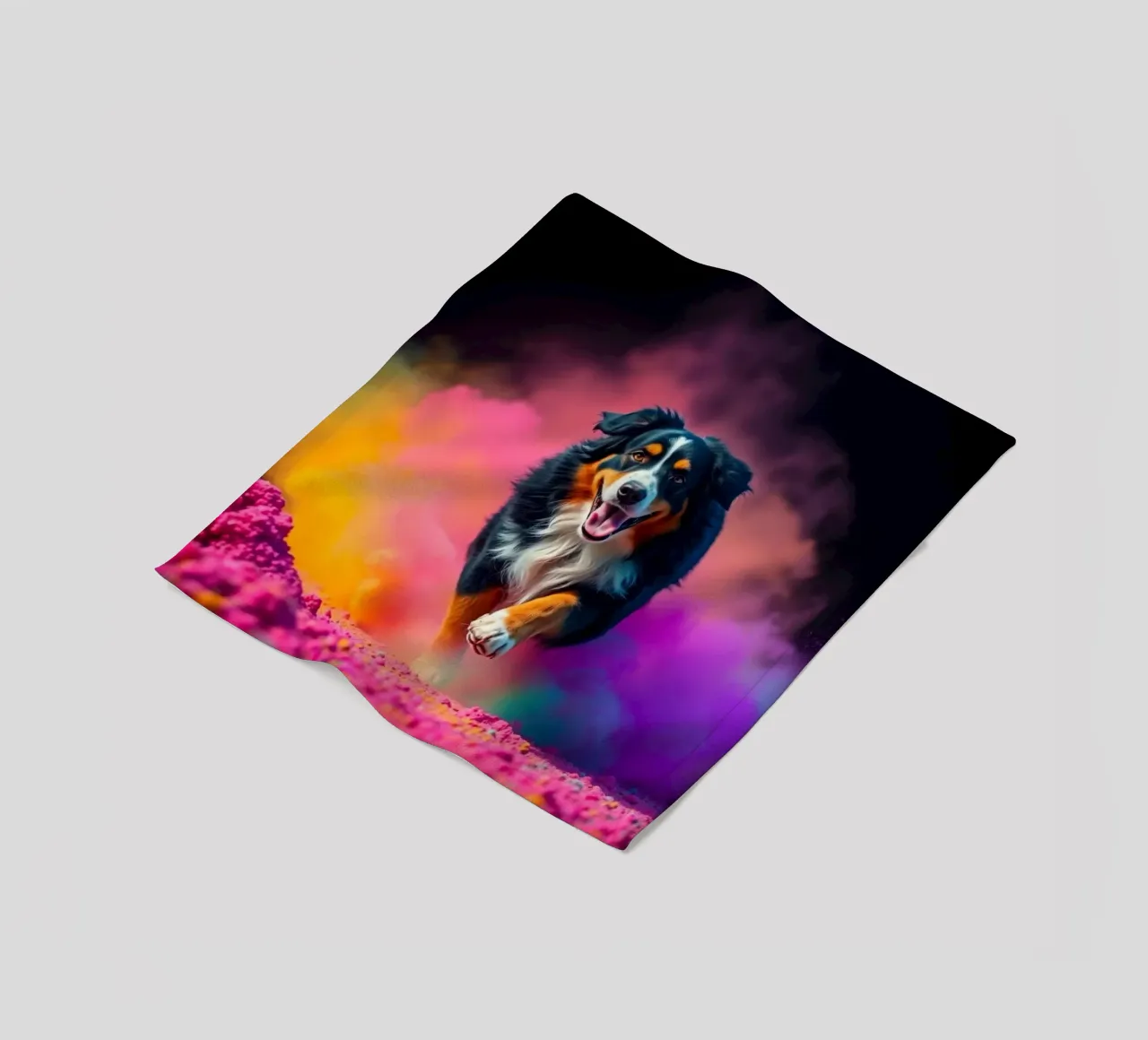 The colorful Bernese Mountain Dog #91 fleece blanket by Yumis.Beargang.and.Me