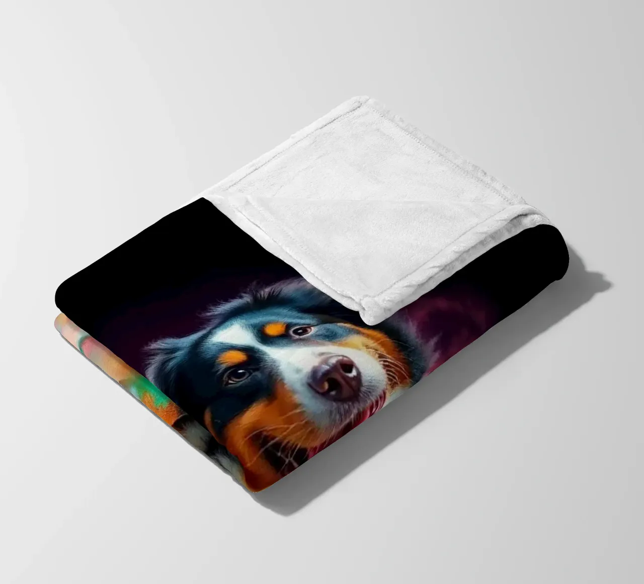The colorful Bernese Mountain Dog #92 fleece blanket by Yumis.Beargang.and.Me